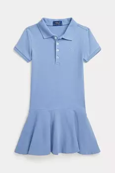 Платье для девочки в стиле поло из 100% хлопка Polo Ralph Lauren, синий