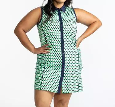 Платье для гольфа Resolution без рукавов в шевронном цвете Kelly Green KINONA