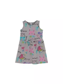 Платье для маленьких девочек с круглым вырезом и узором Lovetti, серый с принтом