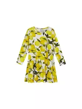 Платье для маленьких девочек с круглым вырезом и длинными рукавами Lovetti, белый печатный