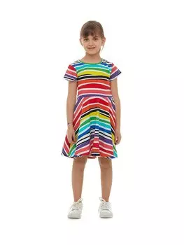 Платье для маленьких девочек с круглым вырезом и короткими рукавами Lovetti, белый печатный