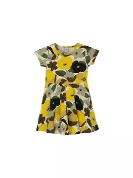 Платье для маленьких девочек с круглым вырезом и короткими рукавами Lovetti, зеленый принт