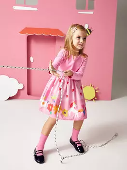 Платье для маленьких девочек с круглым вырезом LCW baby, розовая сирень