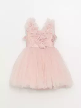 Платье для маленьких девочек с V-образным вырезом и рисунком Daisy Girl, пудрово-розовый