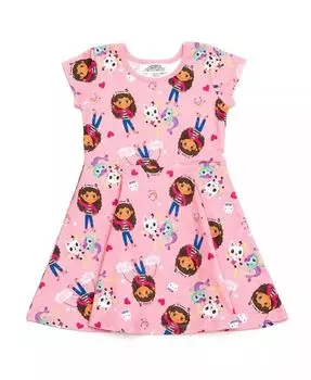 Платье для малышей Pandy Paws Cakey Cat MerCat French Terry Skater Dress to Dreamworks Gabby's Dollhouse, розовый