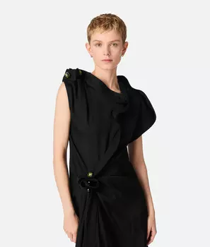 Платье для пирсинга из текучей вискозы Bottega Veneta, черный