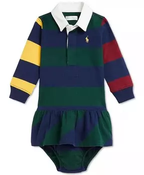 Платье для регби из хлопкового трикотажа для малышей Polo Ralph Lauren, мультиколор