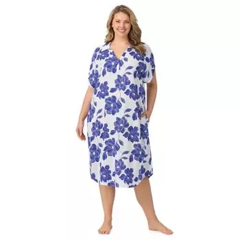 Платье для сна миди с плетеным воротником больших размеров Draper James, цвет bright blue magnolia