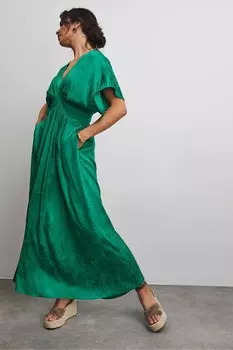 Платье для торжеств из жаккардового атласа с рукавами кимоно Jd Williams, зеленый