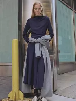 Платье для тостов с высоким вырезом Mango, темно-синий