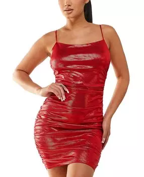 Платье для юниоров с эффектом металлик и низкой спиной City Studios, красный