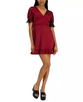 Платье для юниоров с кружевной отделкой и v-образным вырезом Kit &amp; Sky, рубиновый