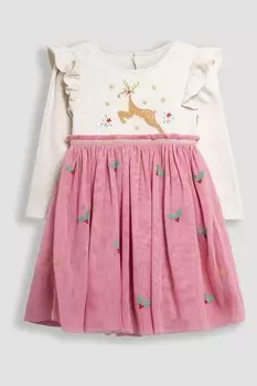 Платье для вечеринки из тюля с аппликацией Jojo Maman Bb, розовый