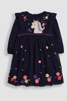 Платье для вечеринки из тюля с аппликацией Jojo Maman Bb, синий