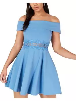 Платье для вечеринки Juniors Women's с открытыми плечами, облегающее и расклешенное B. Darlin, цвет cambray