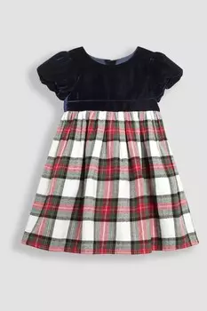 Платье для вечеринки в клетку и бархат Jojo Maman Bb, синий