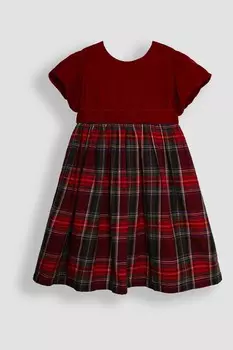 Платье для вечеринки в клетку и бархат Jojo Maman Bb, красный