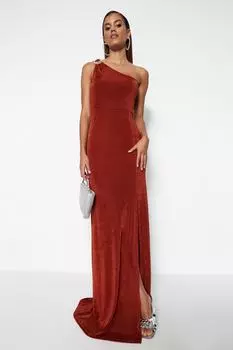 Платье для вечернего и выпускного вечера - Коричневый - А-силуэт Trendyol, коричневый