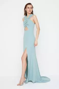 Платье для вечернего и выпускного вечера – зеленое – шифон Trendyol, зеленый