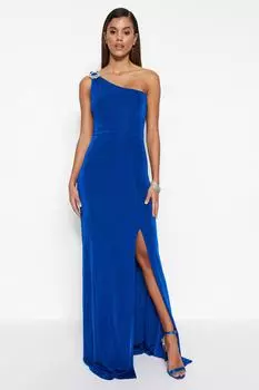 Платье для вечернего и выпускного вечера - Темно-синий - А-силуэт Trendyol, темно-синий
