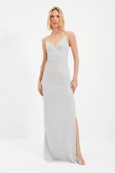 Платье для вечернего и выпускного вечера – Серое – Облегающее Trendyol, серый