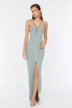 Платье для вечернего и выпускного вечера – зеленое – шифон Trendyol, зеленый