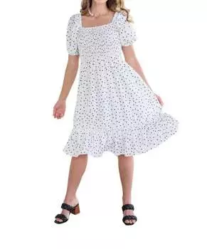 Платье для воскресного рынка в белом/черном цвете CY Fashion