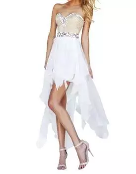 Платье для выпускного вечера с бисером на лифе белого цвета Sherri Hill