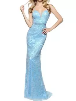 Платье для выпускного вечера с бисером в светло-голубом цвете Sherri Hill