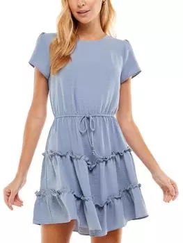 Платье для женщин Juniors с оборками, многоуровневое, облегающее и расклешенное City Studios, цвет periwinkle