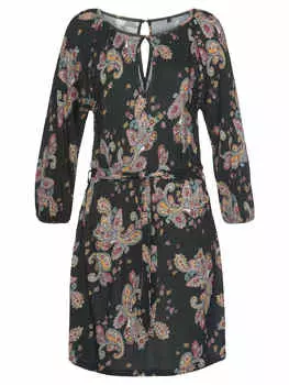 Платье до колена Beach Time Jerseykleid, цвет schwarz-bunt-bedruckt