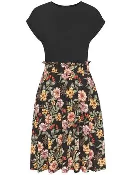 Платье до колена Buffalo, цвет schwarz-bunt bedruckt