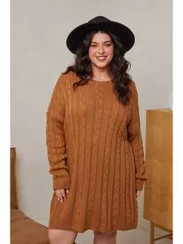 Платье до колена Curvy Lady, светло-коричневый