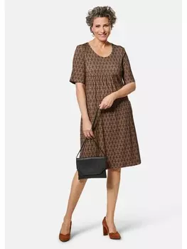 Платье до колена GOLDNER Druckkleid, цвет schwarz/milchkaffee