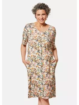 Платье до колена GOLDNER Druckkleid, цвет wei/bunt/gemustert