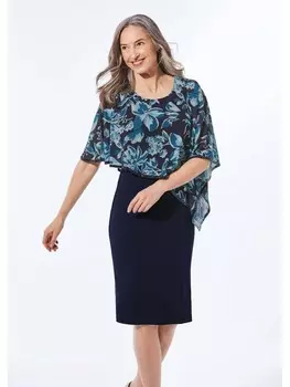Платье до колена GOLDNER Kleid, цвет marine/mykonosblau/geblmt