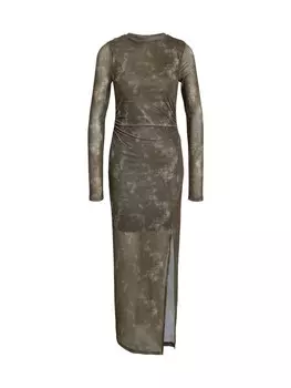 Платье до колена Noisy may Langes Kleid Rundhalsausschnitt Hoher Schlitz, оливковый