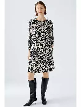 Платье до колена Oui, цвет creme/schwarz