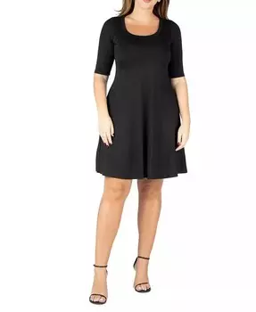 Платье до колена размера плюс 24seven Comfort Apparel, черный