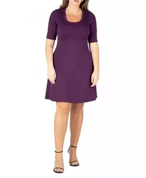 Платье до колена размера плюс 24seven Comfort Apparel, фиолетовый
