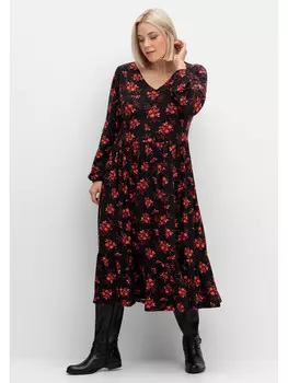 Платье до колена sheego by Joe Browns Jerseykleid, цвет schwarz gemustert