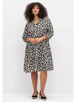 Платье до колена sheego, цвет schwarz gemustert