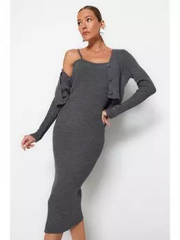 Платье до колена trendyol Strickkleid, антрацит