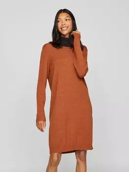 Платье до колена Vila Strickkleid, светло-коричневый