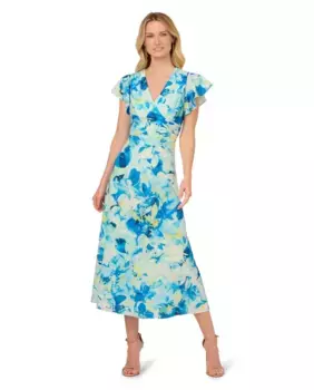 ПЛАТЬЕ ДО ЩИЛОТОК С ПРИНТОМ Adrianna Papell, синий