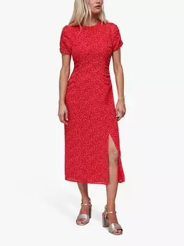 Платье добби с диагональными крапинками Whistles Petite, красное