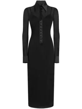 Платье Dolce & Gabbana из тюля с атласными деталями, черный