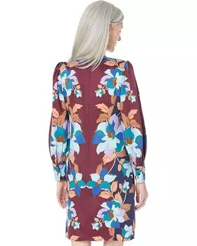 Платье Donna Morgan Mini Dress with Long Sleeve w/ Elastic Opening on Sleeve, цвет Wine/Teal