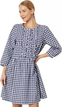 Платье Draper James Ruffle Placket Shirtdress in Gingham, цвет Nassau Navy Multi
