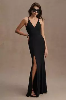 Платье Dress The Population Iris с V-образным вырезом и разрезом по бокам, черный